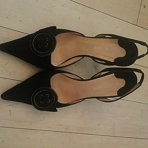 L'autre Chose Slingback Black Suede Shoes